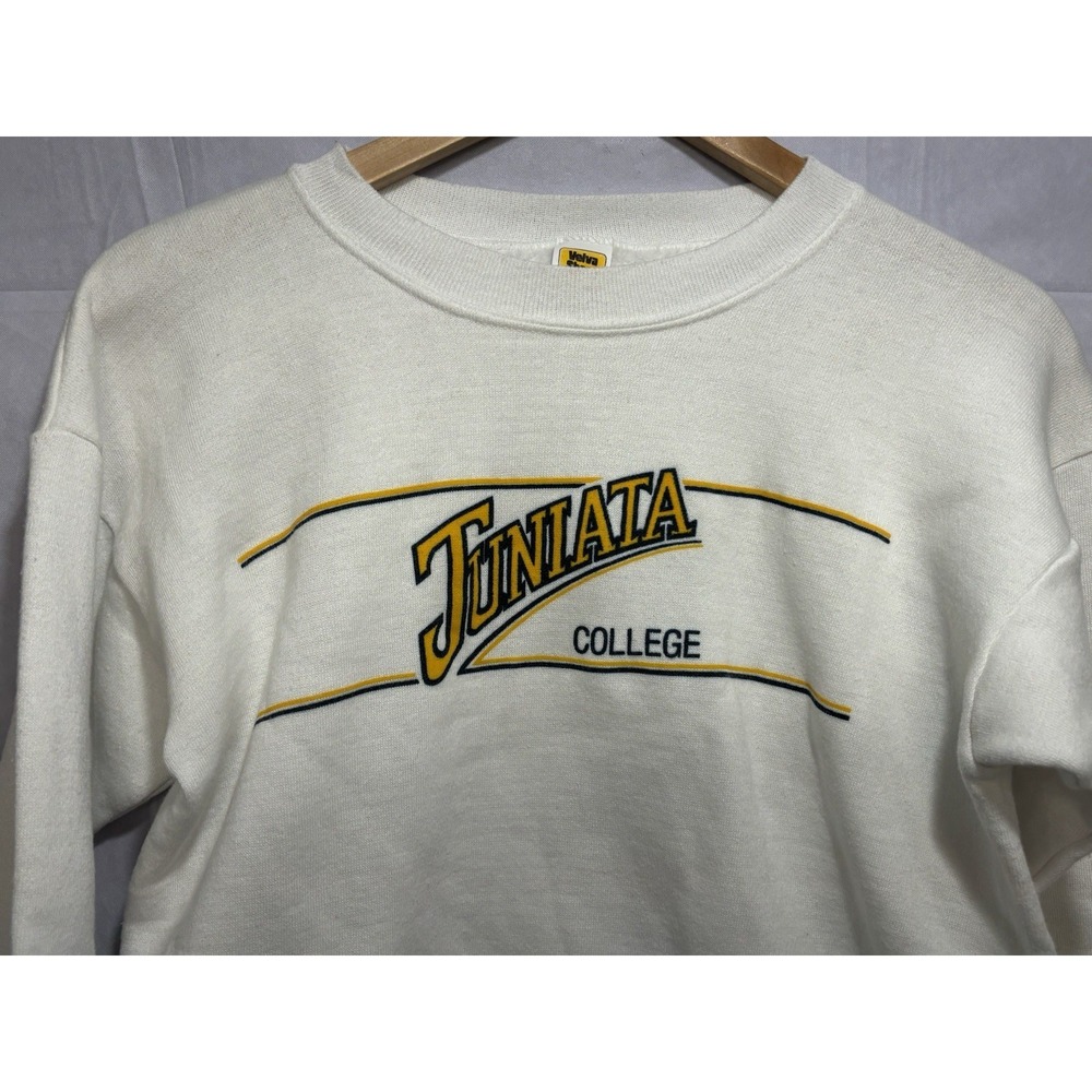Juniata College Athletic Crewneck Sweatshirt White Men's Medium Velva Vintage